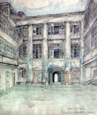 Греческая, 35
внутренний двор, 1924 год, художник - У.Хитер
Филипаки-Дуварджоглу, 1832-1835, арх. Ф.К.Боффо
